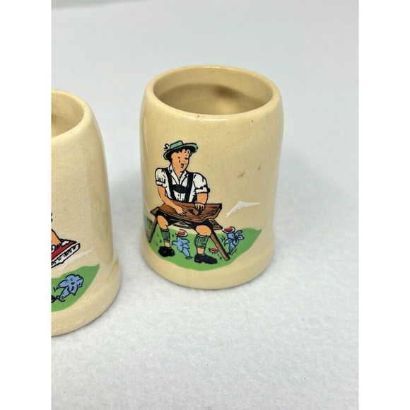 Vintage Miniature German Stein Ceramic/Stoneware Mugs Set of 5 - 2" Tall Tiny - Picture 7 of 9